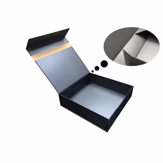 Caja de regalo de papel plegable de laminación mate con cierre magnético personalizado con logotipo de recubrimiento UV negro brillante Cajas de almacenamiento de embalaje plegadas Caja de envío de cartón